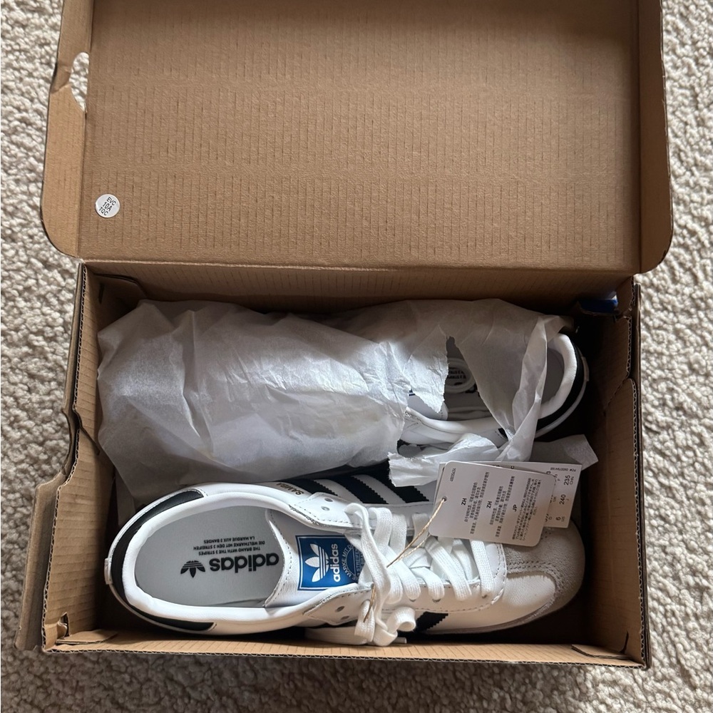 adidas White and Black Sneakers with Gray Accents. - Picture 2 of 3